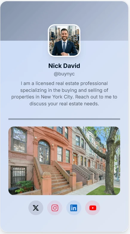 TinyBio.me link in bio page preview showing a creator profile with social links, Spotify, shop, YouTube and newsletter blocks